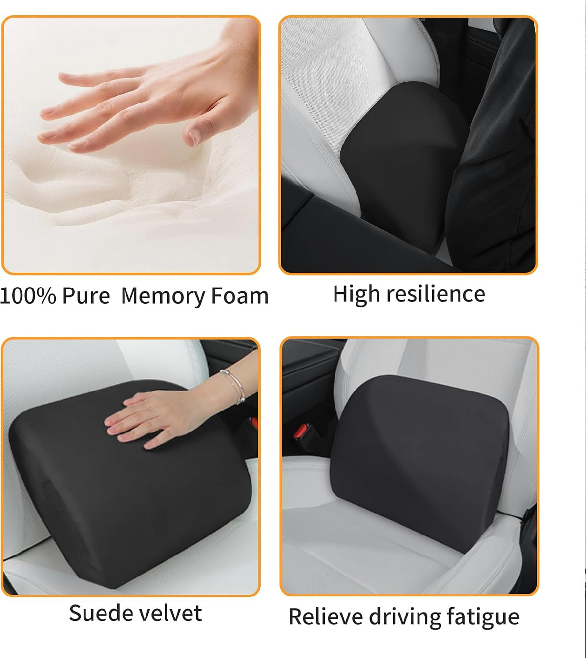 Memory Foam Lumbar Support Pillow for Tesla Black 1pc