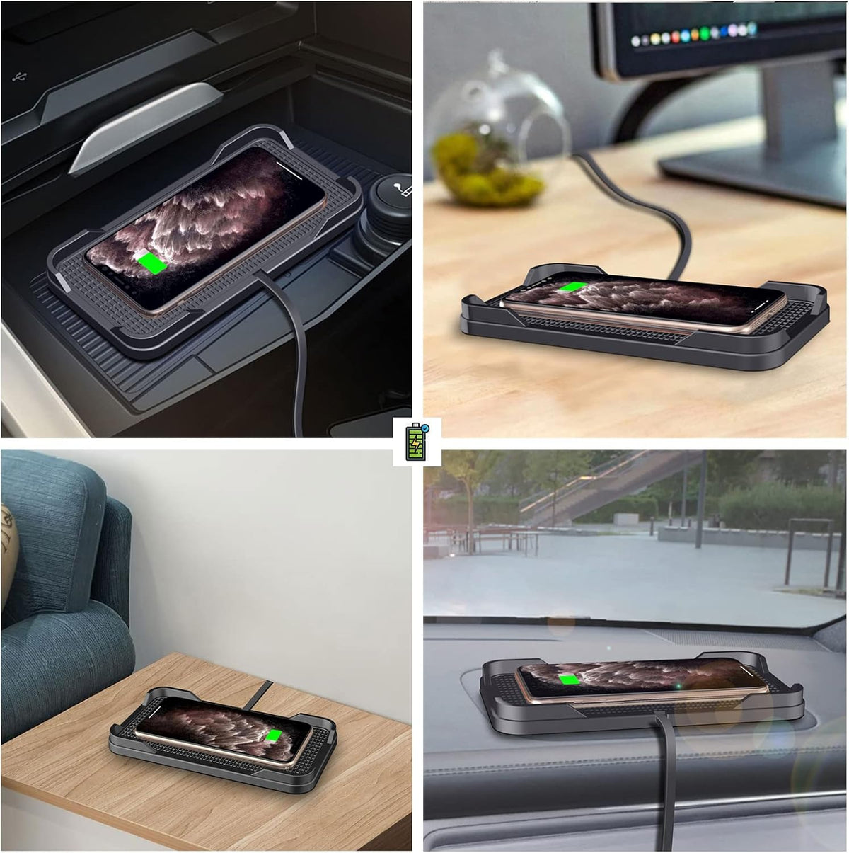 Wireless Charger Car Charging pad,Polmxs 15W Fast Wireless Phone Charger Cell Phone Cordless Charging mat Compatible with iPhone 11/12/12/14/15 Galaxy S21/S22/S23/24 (C12Y)