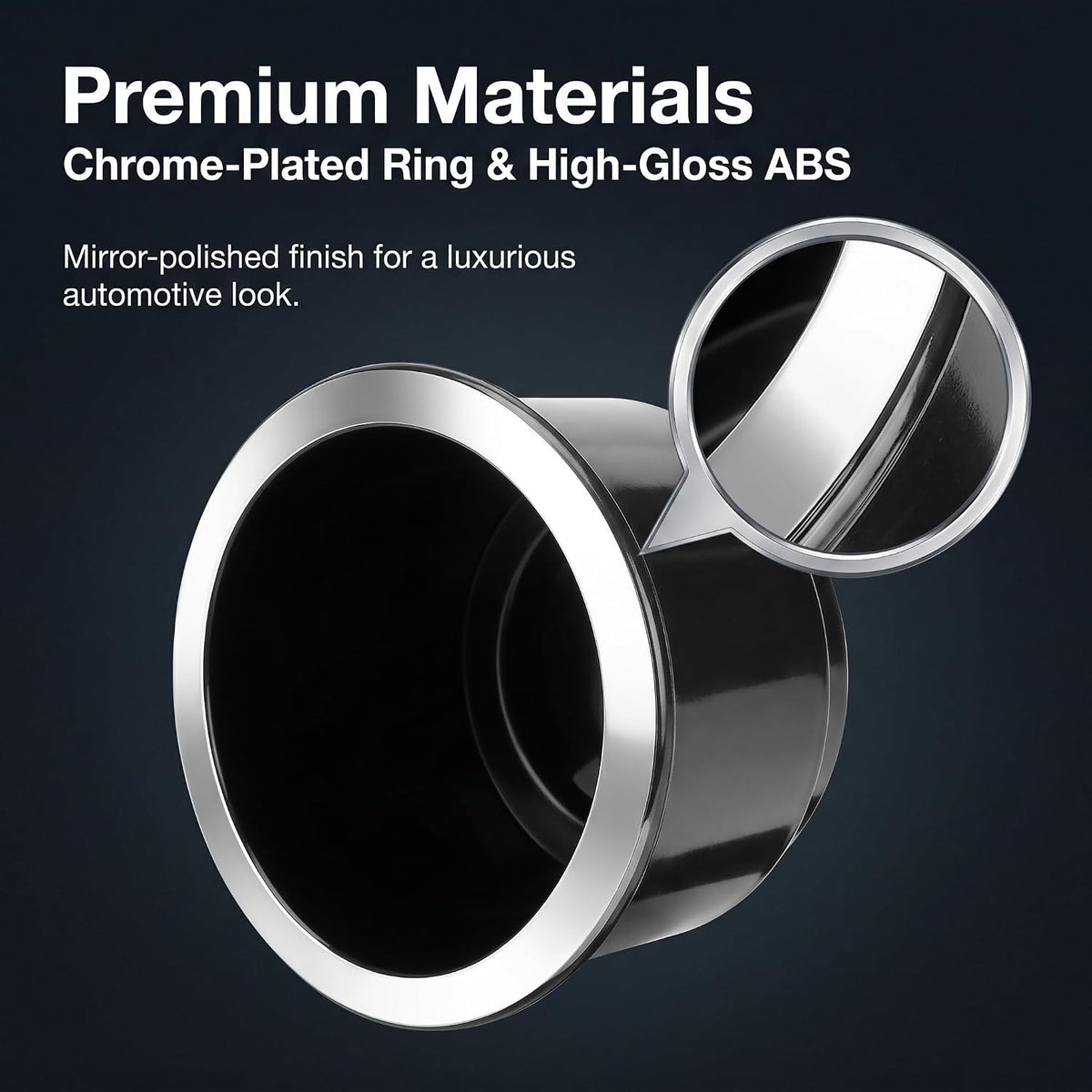 2PCS Car Cup Holder Insert, Recessed Plastic Cups Drink Can Holders, Universal Chrome Drop in Cups Holders for Most Cars, Trucks, SUVs (Black)