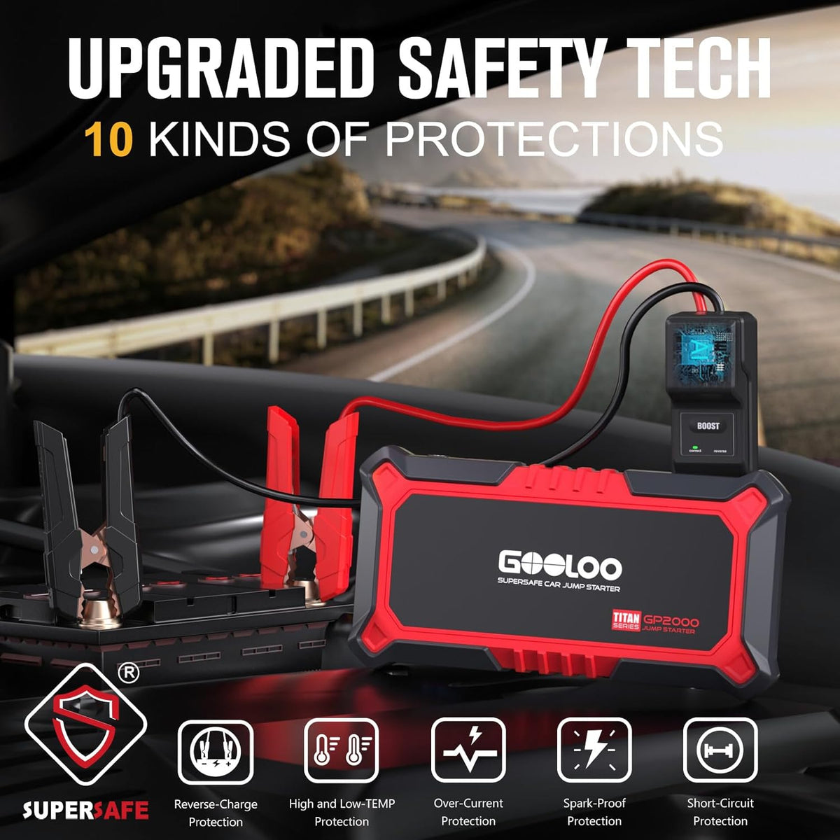 GOOLOO GP2000 Jump Starter - 12V 2000A Car Battery Jumper Starter Portable