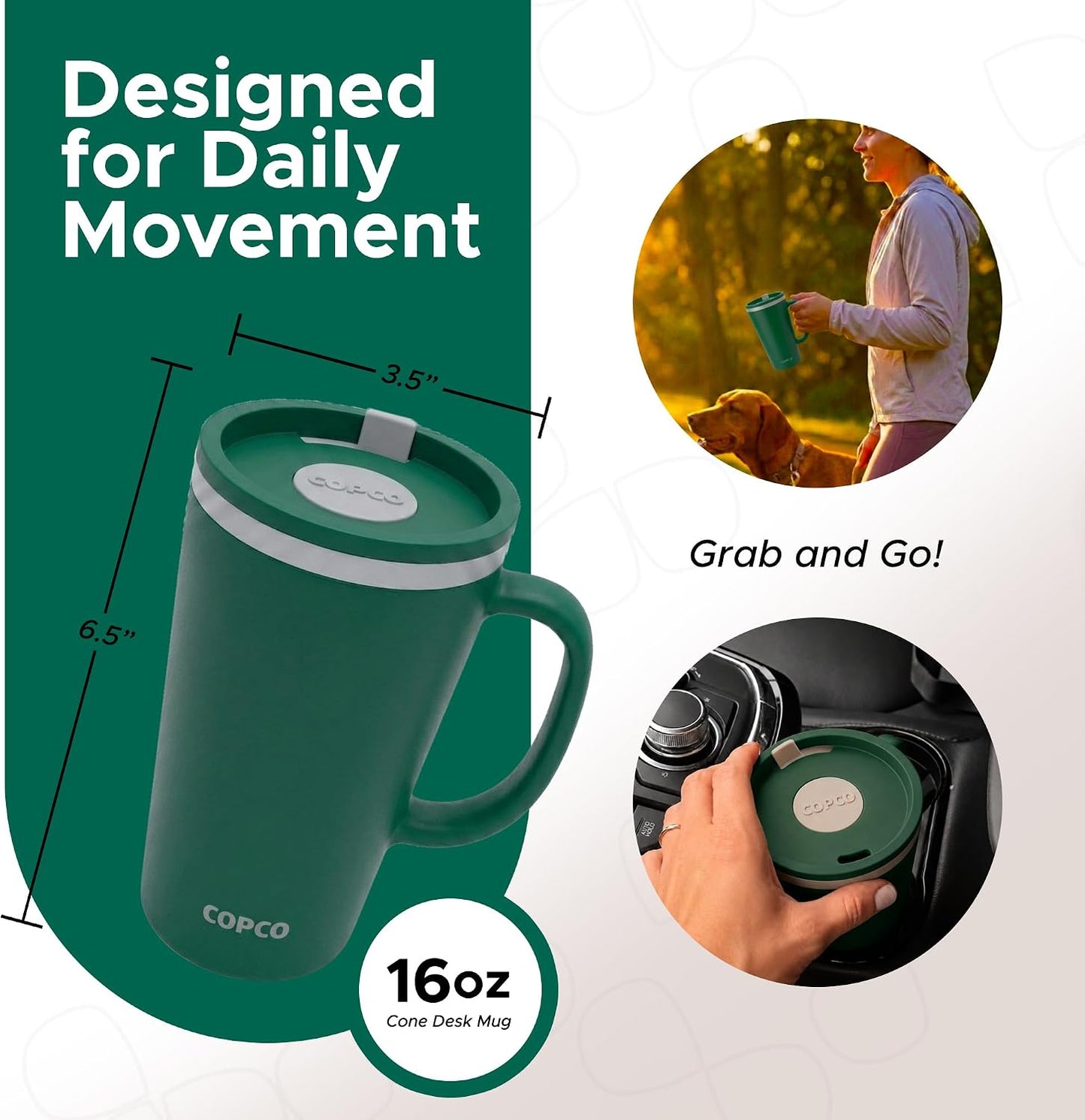 Copco – Cone – Cone Desk Mug – 16 Oz - Hunter Green