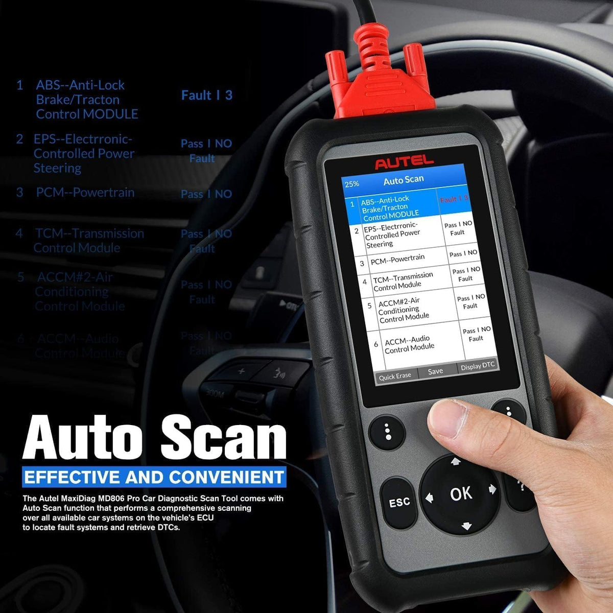 Autel MaxiDiag MD806 PRO OBD2 Scanner, Car All System Diagnostic Scan Tool