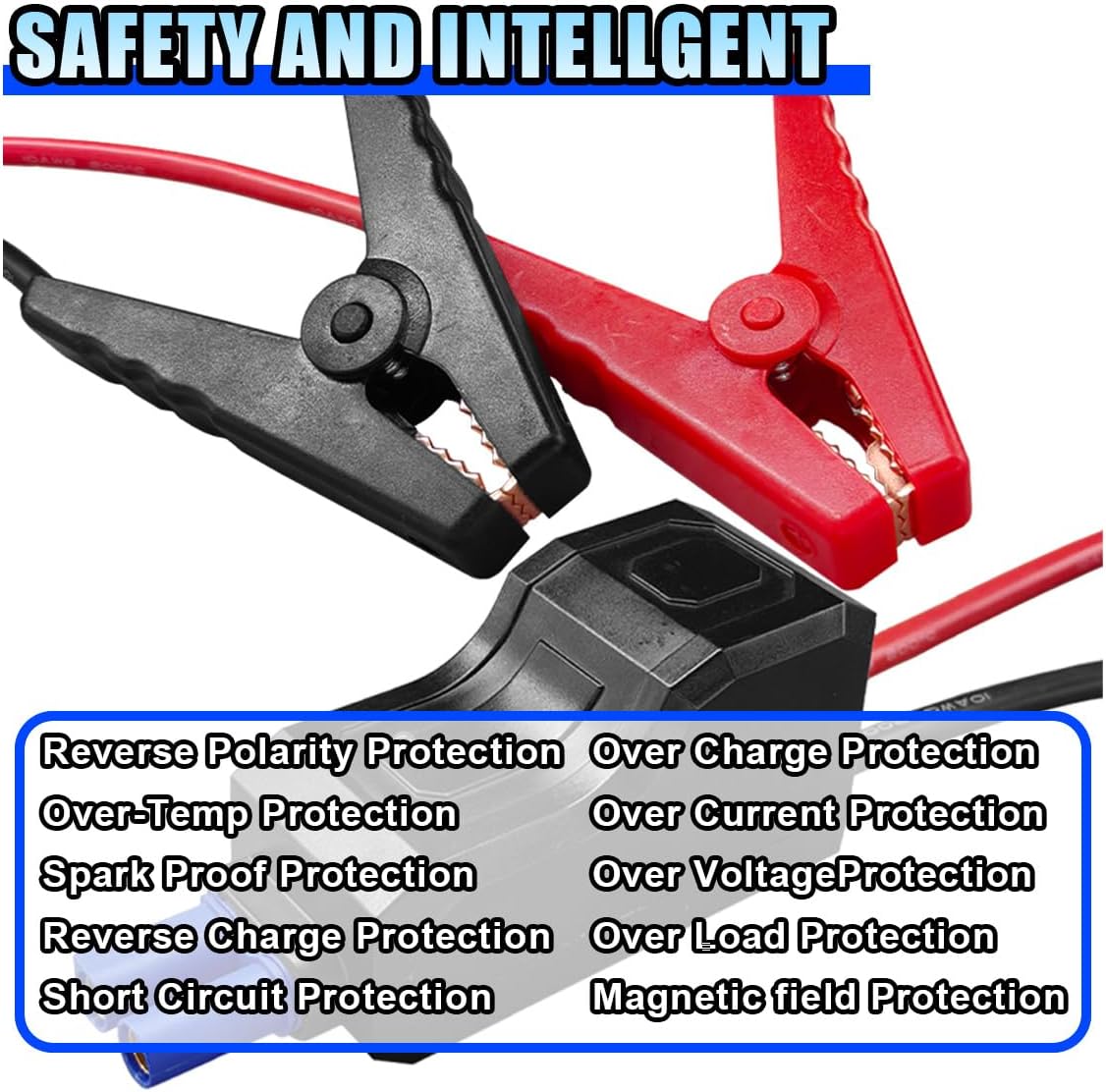 Smart Jumper Starter Clamps, Portable Car Battery Booster Clamp Cables, Automotive Alligator Clamp Replacement, Intelligent Emergency Jumper Cables Clamps Battery Clips for 12V Car Jump Starter