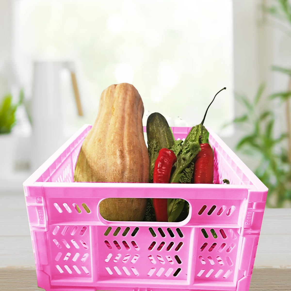 20L Folding Crate, 4Pack Plastic Storage Baskets Organizer for Home and Office,Collapsible Storage Crates for Home Office and Outdoor Organizer.(Pink)