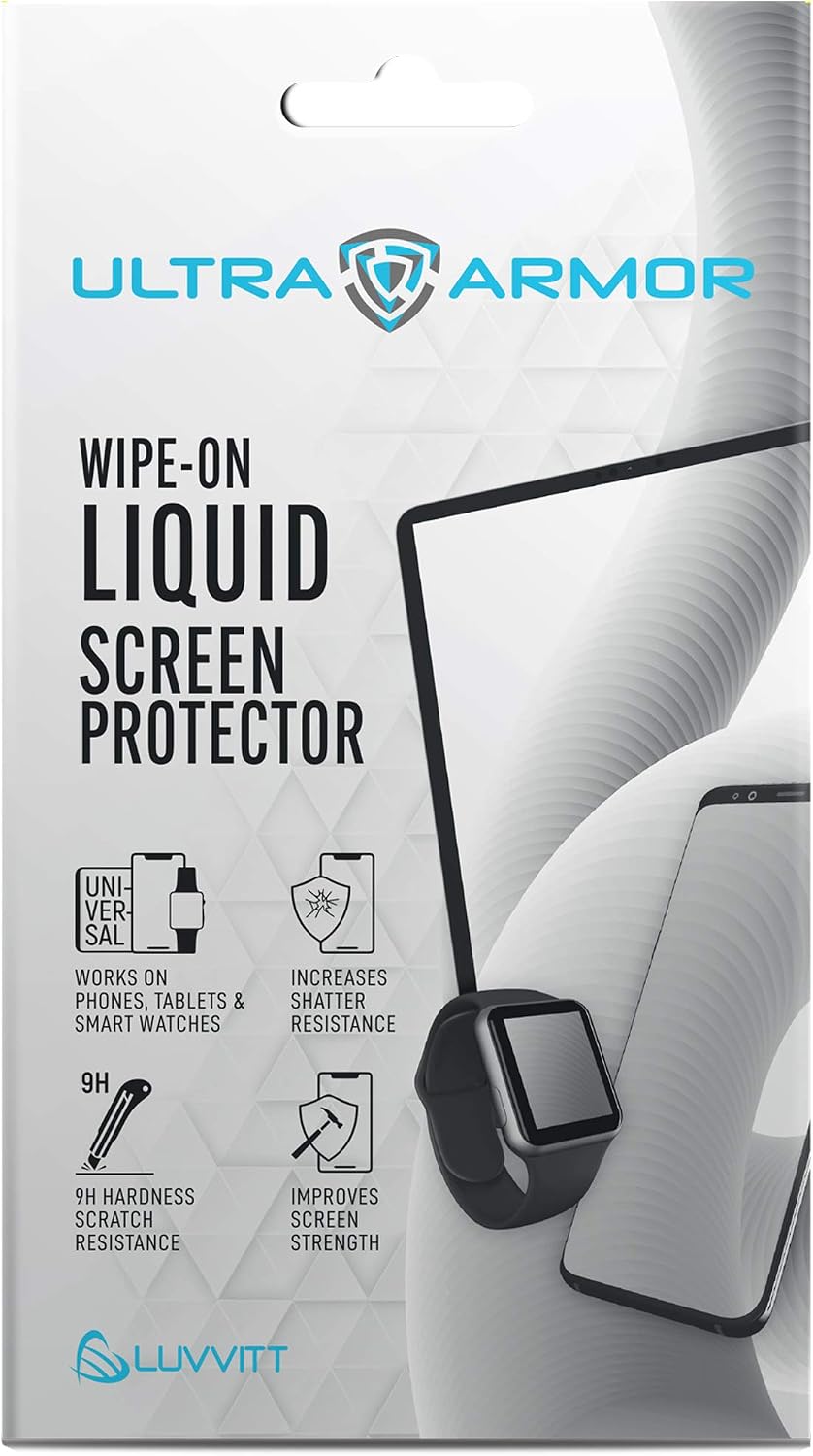 ULTRA ARMOR Liquid Glass Screen Protector for All Smartphones Tablets and Watches Wipe On Nano Protection - Universal