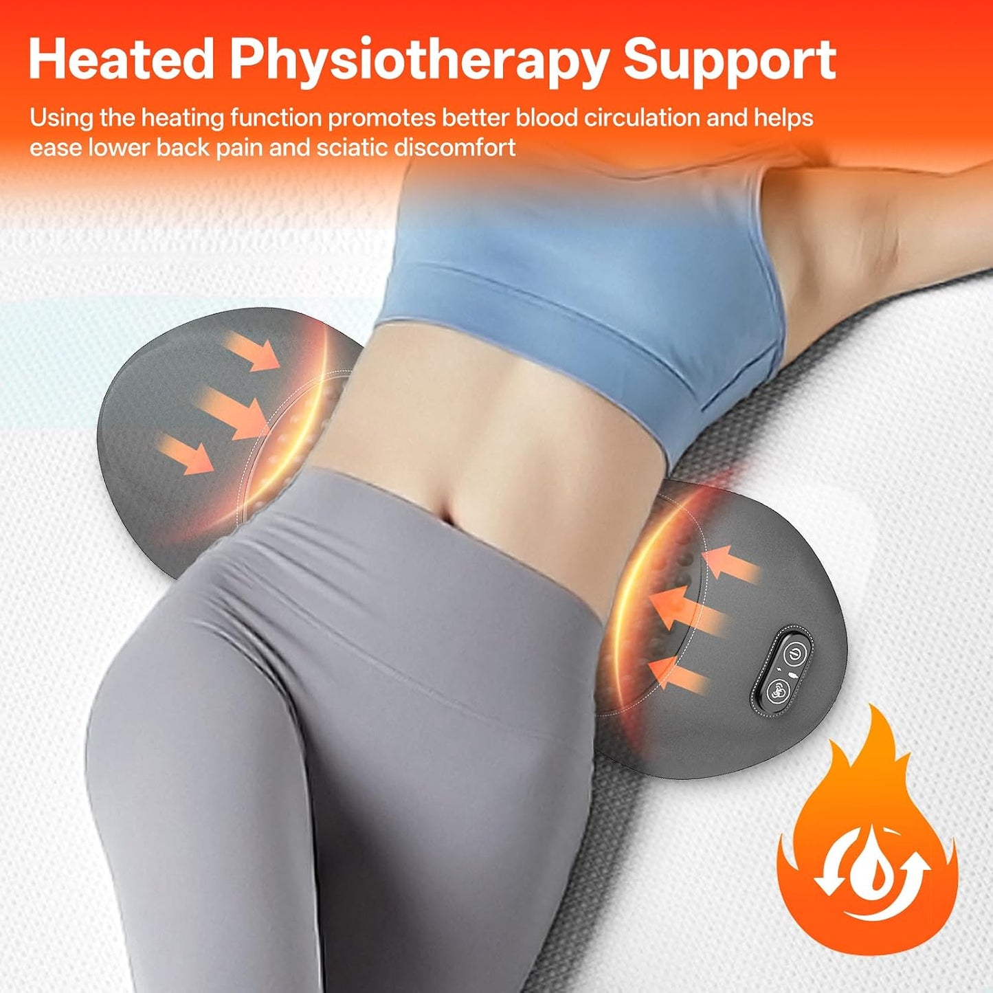Triple Fusion Back Massager with Heat, Vibration & Air Traction, 3-in-1 Electric Lumbar Support Pillow for Lower Back Pain Relief, Spinal Decompression Device for Bed, Office Chair, Couch and Recliner