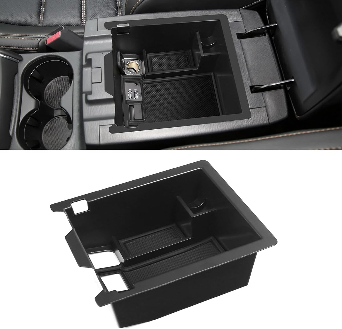 Center Console Organizer Tray Compatible with Mazda 2017-2025 CX-5 CX5 Accessories Armrest Storage Box ABS Console Insert Tray Container (Black Mat)