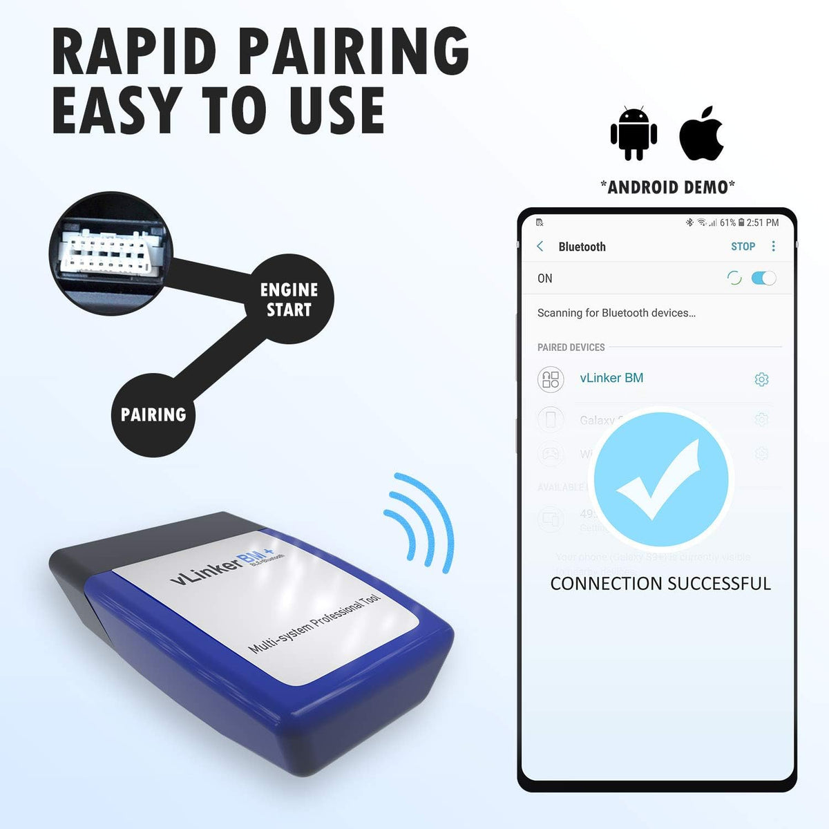 Vgate vLinker BM Plus Bluetooth BLE OBD2 Scanner for BMW/Mini, Works with iPhone & Android Unlock Car Hidden Features in BimmerCode, OBD II Diagnostic Tool