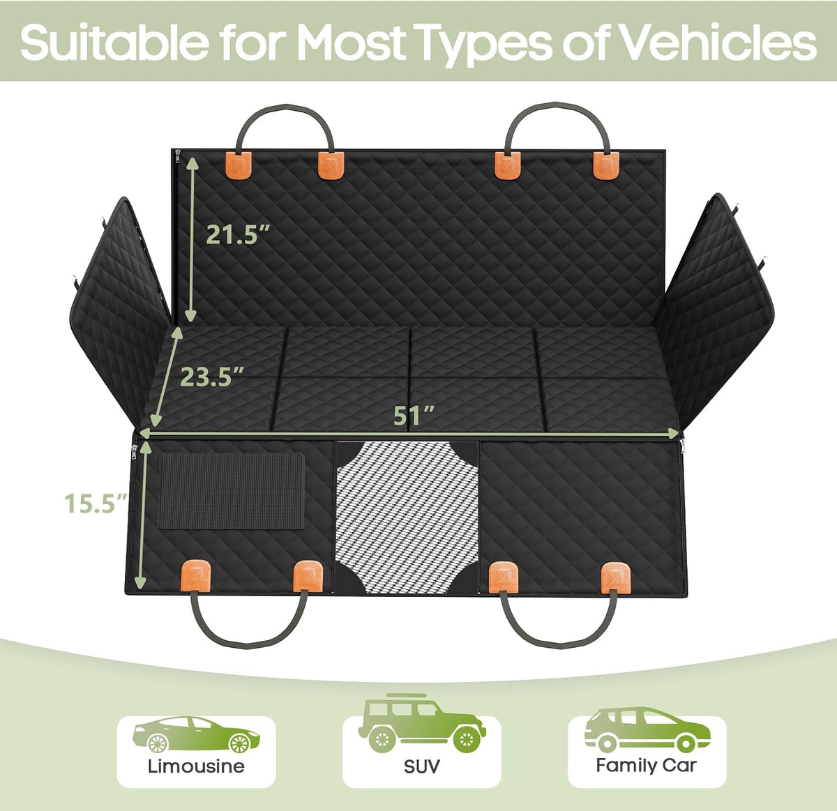 Dog Car Seat Cover for Back Seat, Hard Bottom Back Seat Extender