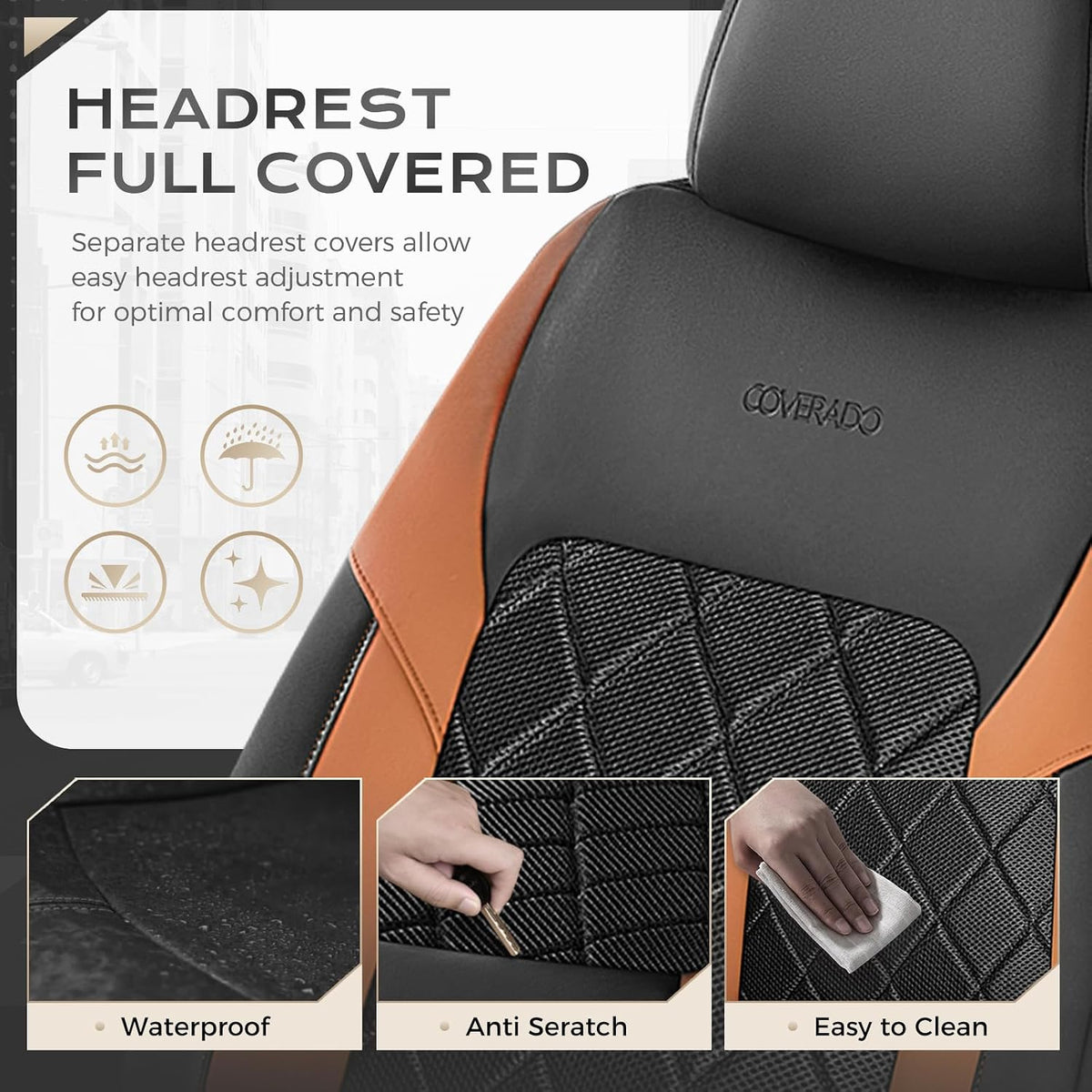 Coverado Car Seat Covers, Front Seat Covers, 2 Front Automotive Seat Cover, Mesh Breathable Seat Protectors, Universal Fit for Most Cars