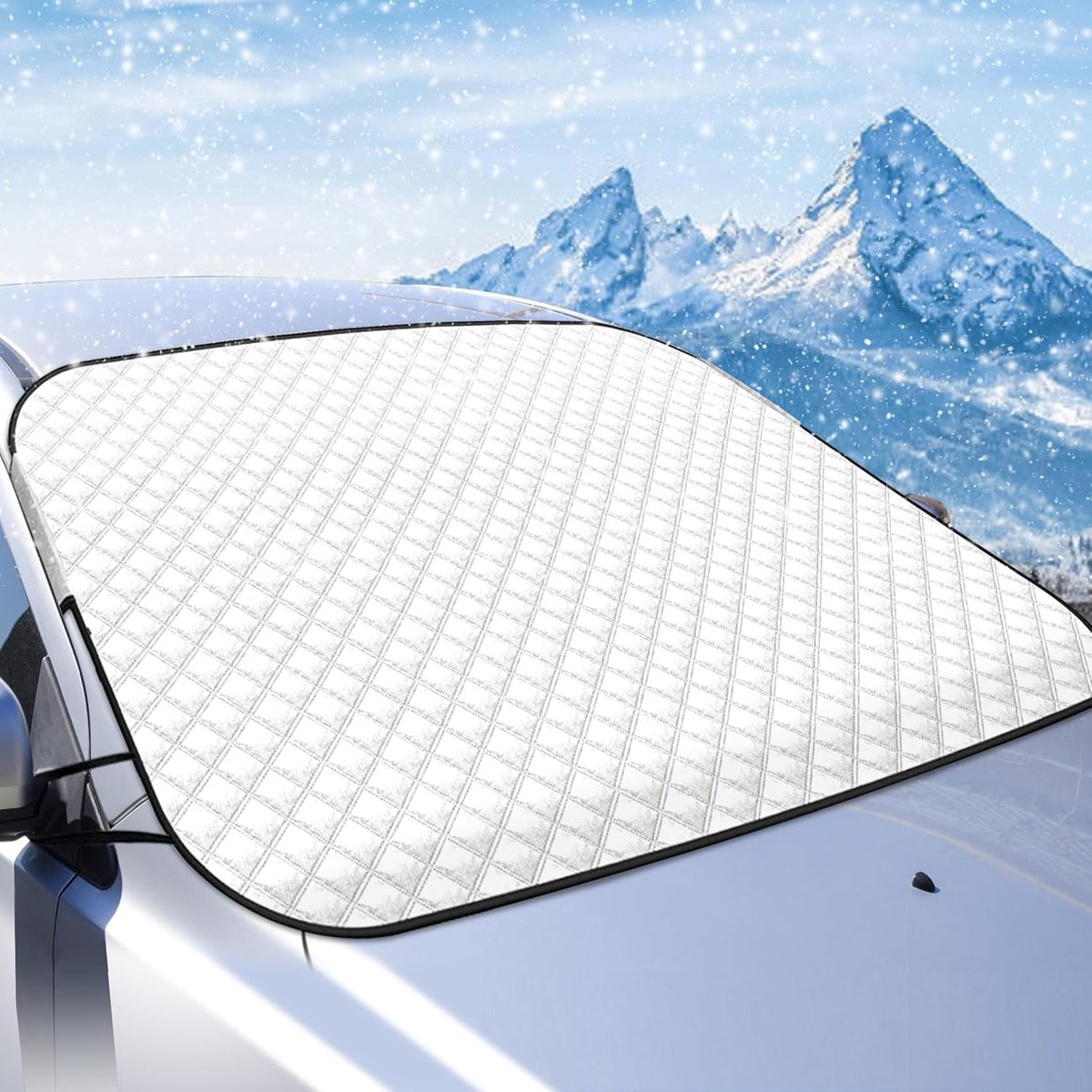 Car Front Windscreen Cover for Dodge RAM 1500 2019-2024 2025, Windshield Snow Cover Protector Heavy Duty Ultra Thick Snow Ice Frost Sun UV Dust Water Resistant