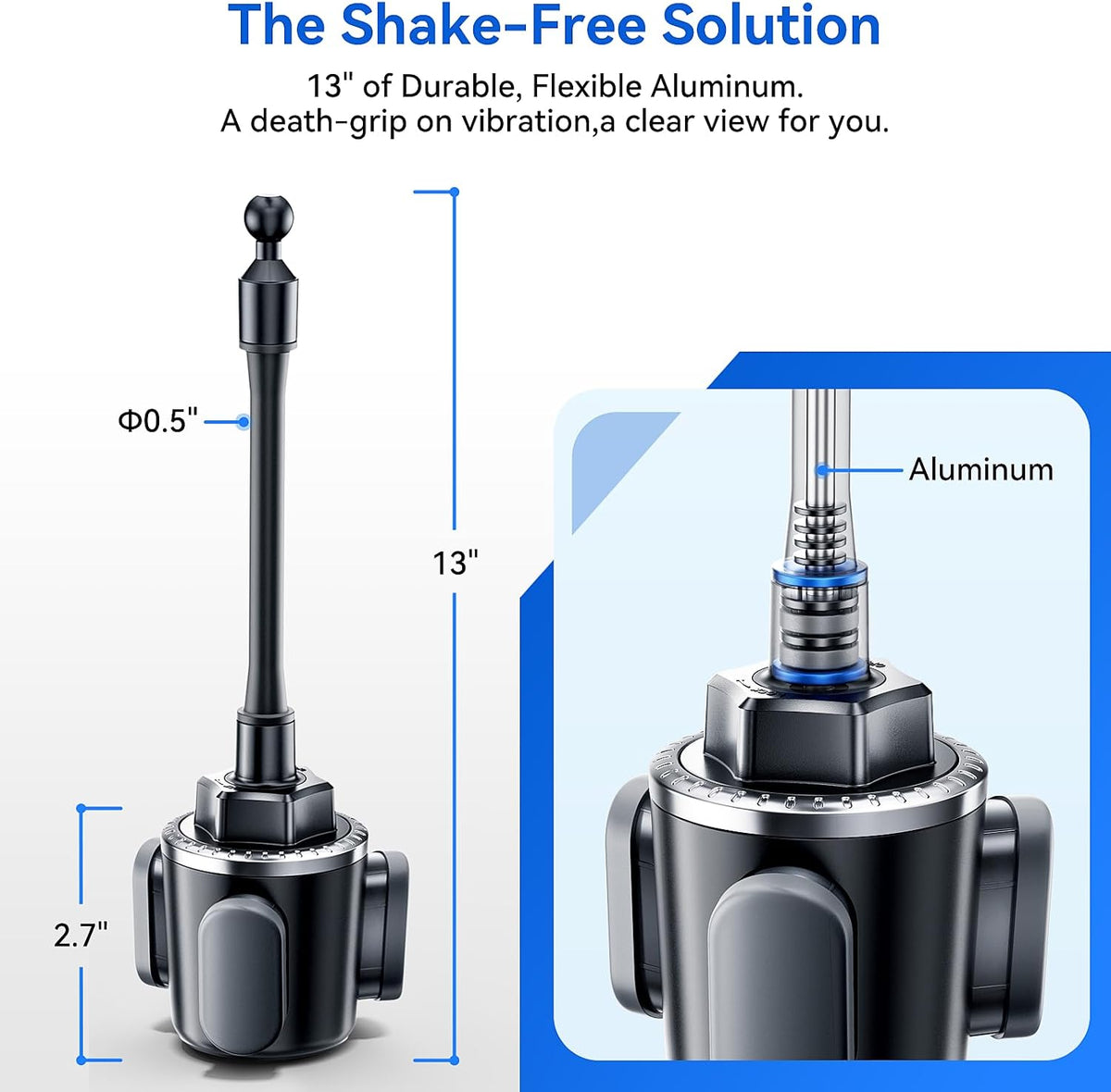 Rorhxia 13 inch Cup Holder Phone Holder, [Enjoy Convenience, Flexibility, Stability] Gooseneck Cup Phone Mount, Fit for All Phones, iPhone 17/16/15/14/13/12 Pro Max/Samsung S24/S23/S22