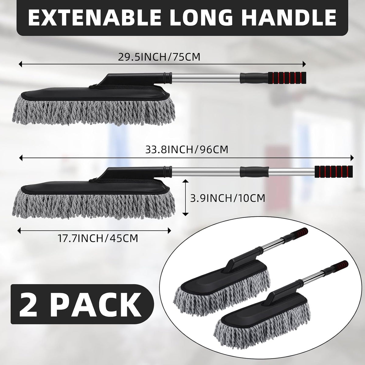 2 Pack Microfiber Car Duster Exterior Scratch Free, Gray