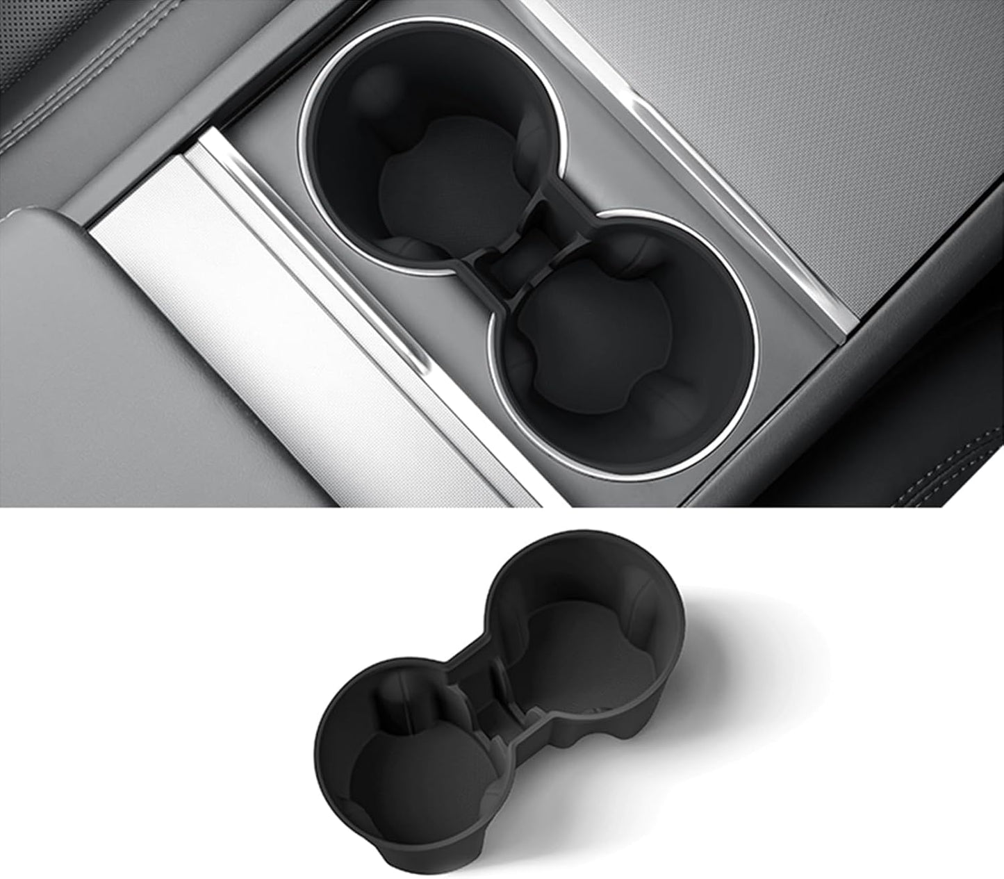 Center Console Cup Holder Coaster for Tesla Model Y Juniper 2025 2026, Water Holder Inserts Mat Pad Interior Decoration 3D Silicone