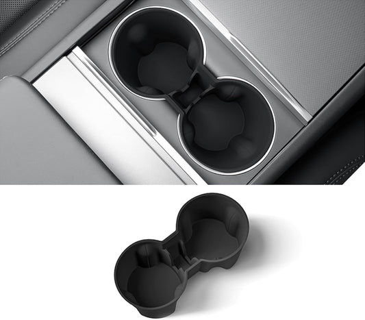 Center Console Cup Holder Coaster for Tesla Model Y Juniper 2025 2026, Water Holder Inserts Mat Pad Interior Decoration 3D Silicone