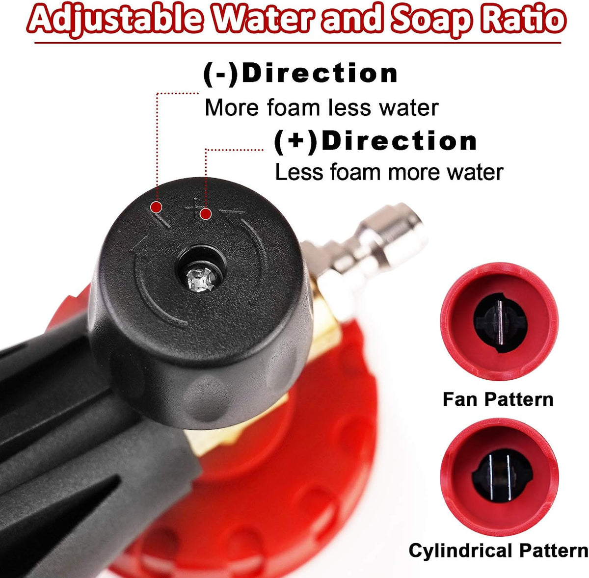 Ordenado Adjustable Foam Cannon 1 Liter Bottle Snow Lance Professional Car Wash Pressure Washer Gun Jet Wash Fit 1/4" Quick Connector Blaster Car Detailing Accessories 02