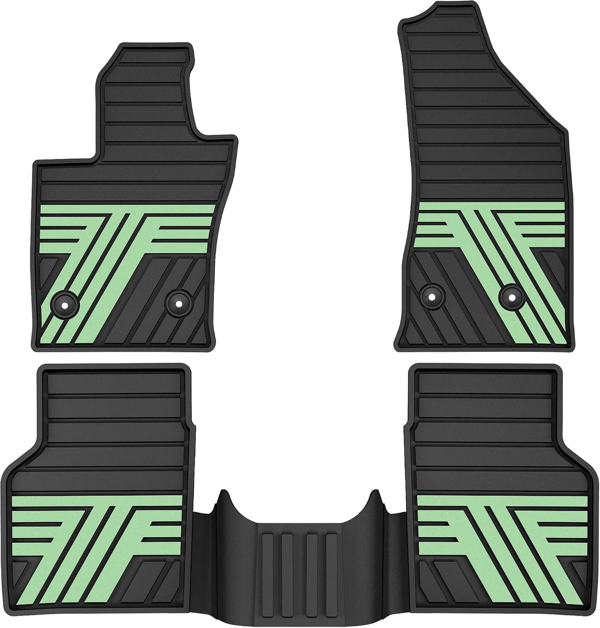 TTX LIGHTING Floor Mats for 2017-2026 Jeep Compass, Black & Green