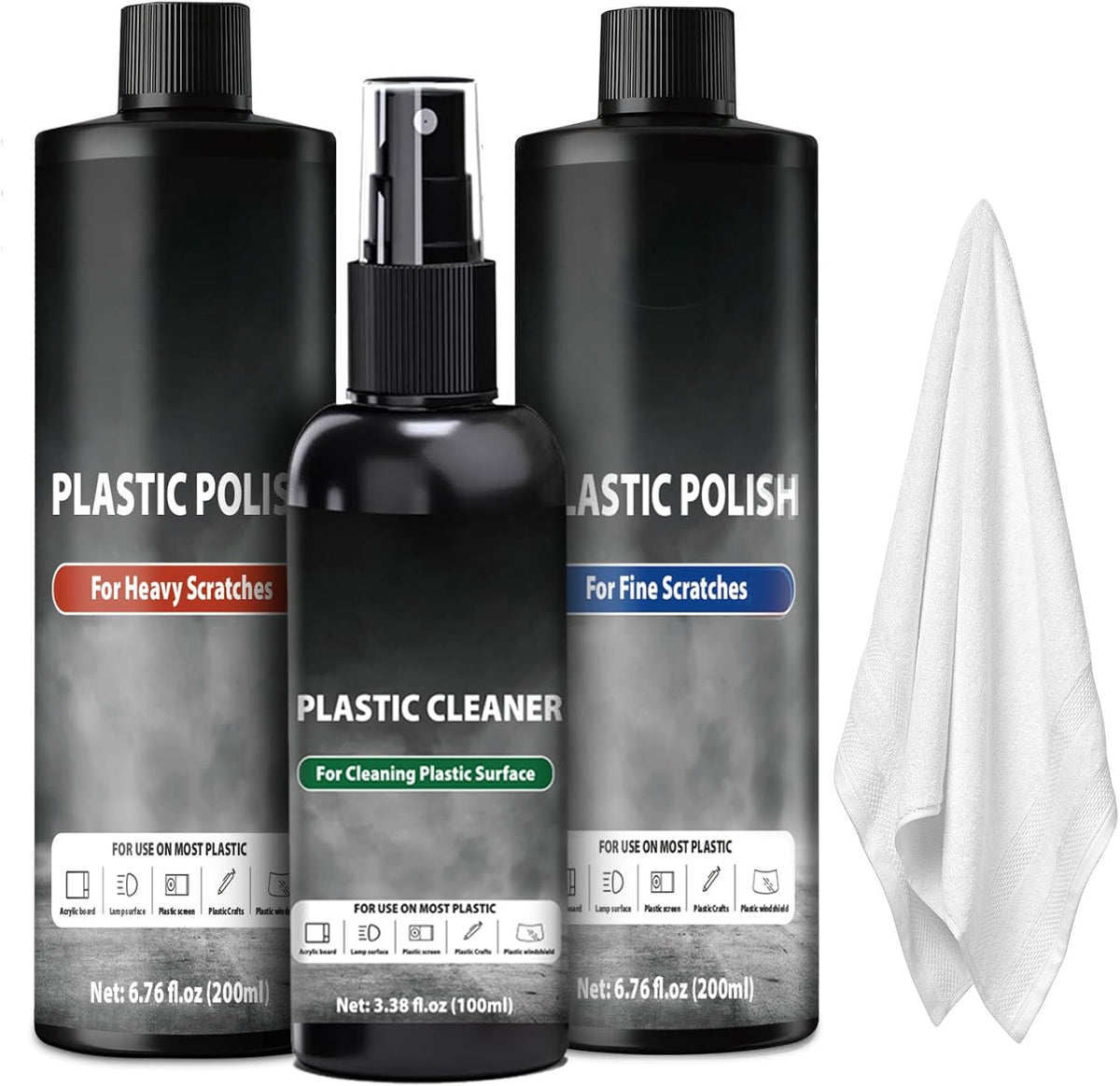 Plastic Cleaner & Polish Kit, Scratch Remover for Acrylic & Plastic