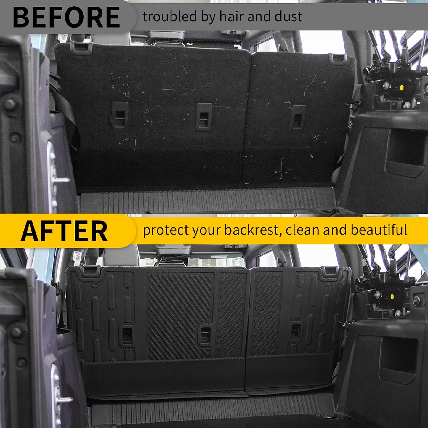 Cargo Mat Compatible with 2021-2024 2025 2026 Ford Bronco Back Seat Cover Protector Split Seat Cargo Liner Trunk Mat Kick Mat for Ford Bronco Accessories 4 Door (4 PCS Rear Backrest Mats)
