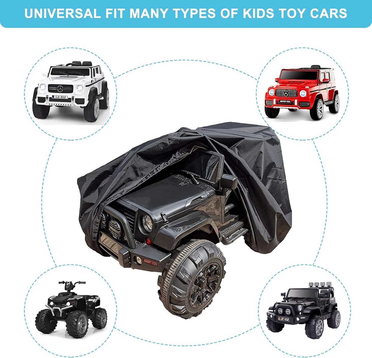 Large Ride-On Truck Toy Car Cover, Outdoor Cover for Power Wheels, Kids Electric Car Cover Waterproof All Weather Protect Kids Car Toy Vehicles - Universal Fit