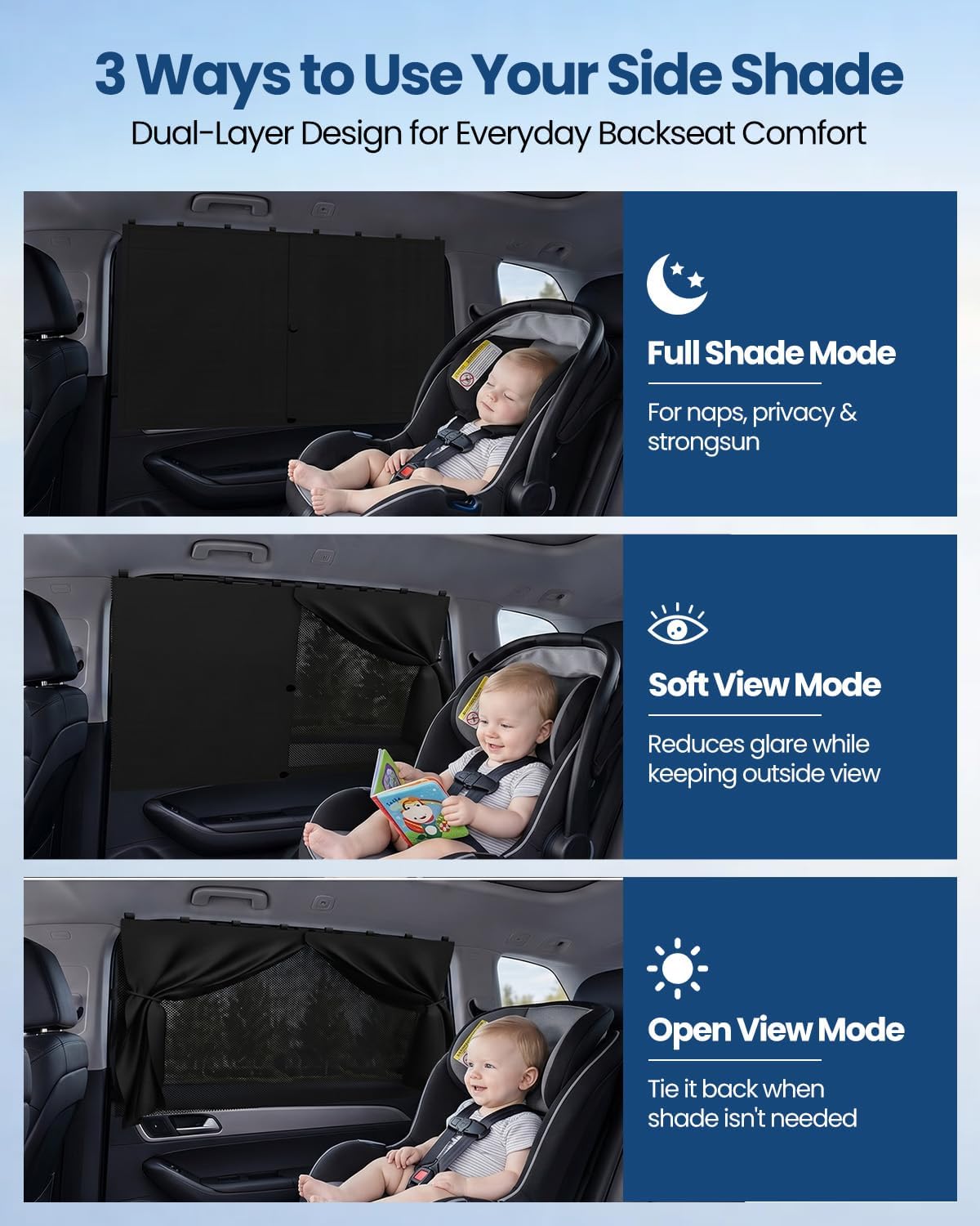 Car Window Shades, [Upgraded] 8 Strong Magnets Magnetic Side Window Sun Shade [2 Pack] - Dual Layer UV Ray Protection Car Sunshade for Baby, Kids & Pets - Universal Fit for SUV, Sedan & Trucks
