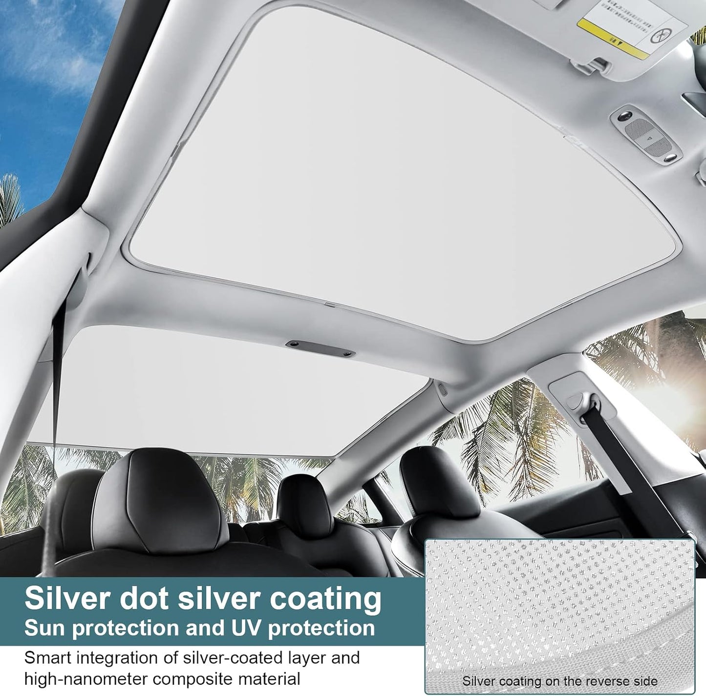 Roof Sunshades for Tesla Model 3, Upgraded Sunroof Shade Sunshade Roof Sun Shade for Tesla Model 3 Accessories 2017-2020 (Ice White)