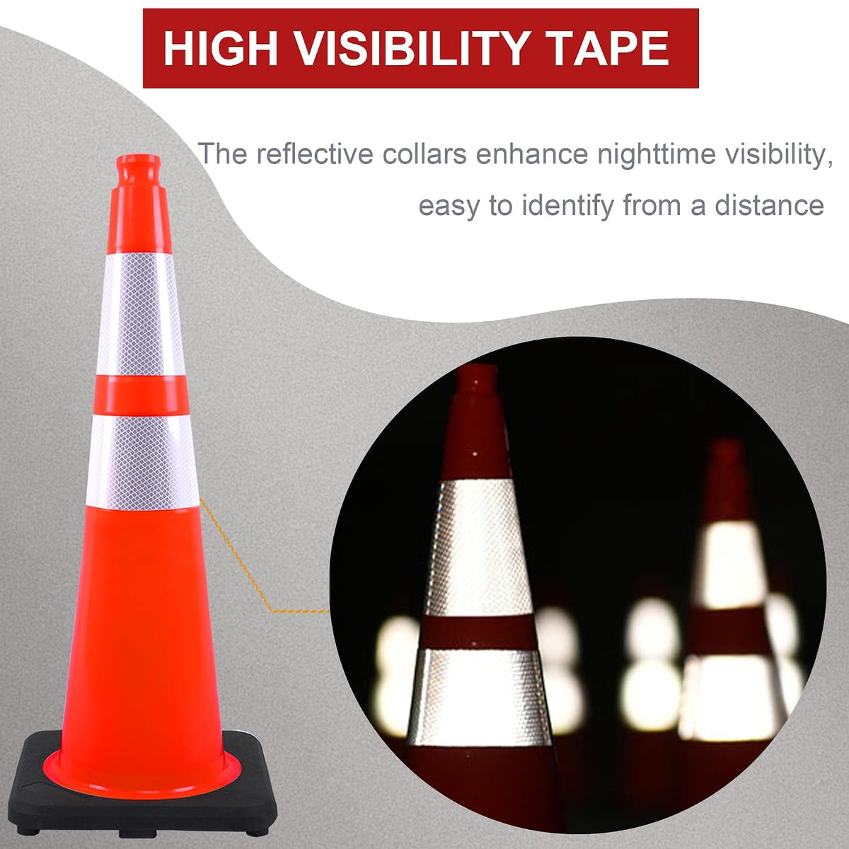 OrangeStar 28 Inch Orange Traffic Cones 8-Pack, Heavy Duty PVC Safety Cones