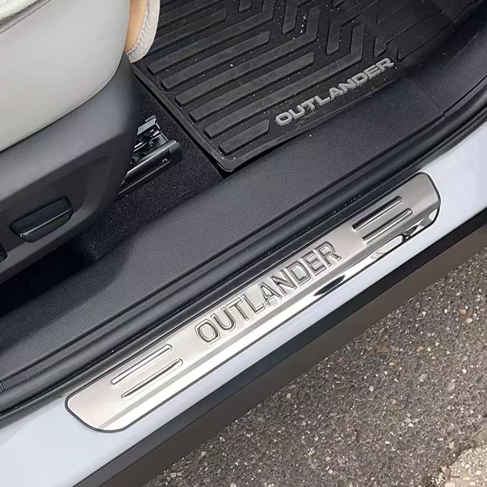 Car Door Sill Scuff Protector Accessories for Mitsubishi Outlander 2025 2023 2013-2022, Stainless Steel Door Entry Guard Plate Trim Cover, Auto Accessory Parts Kick Panels