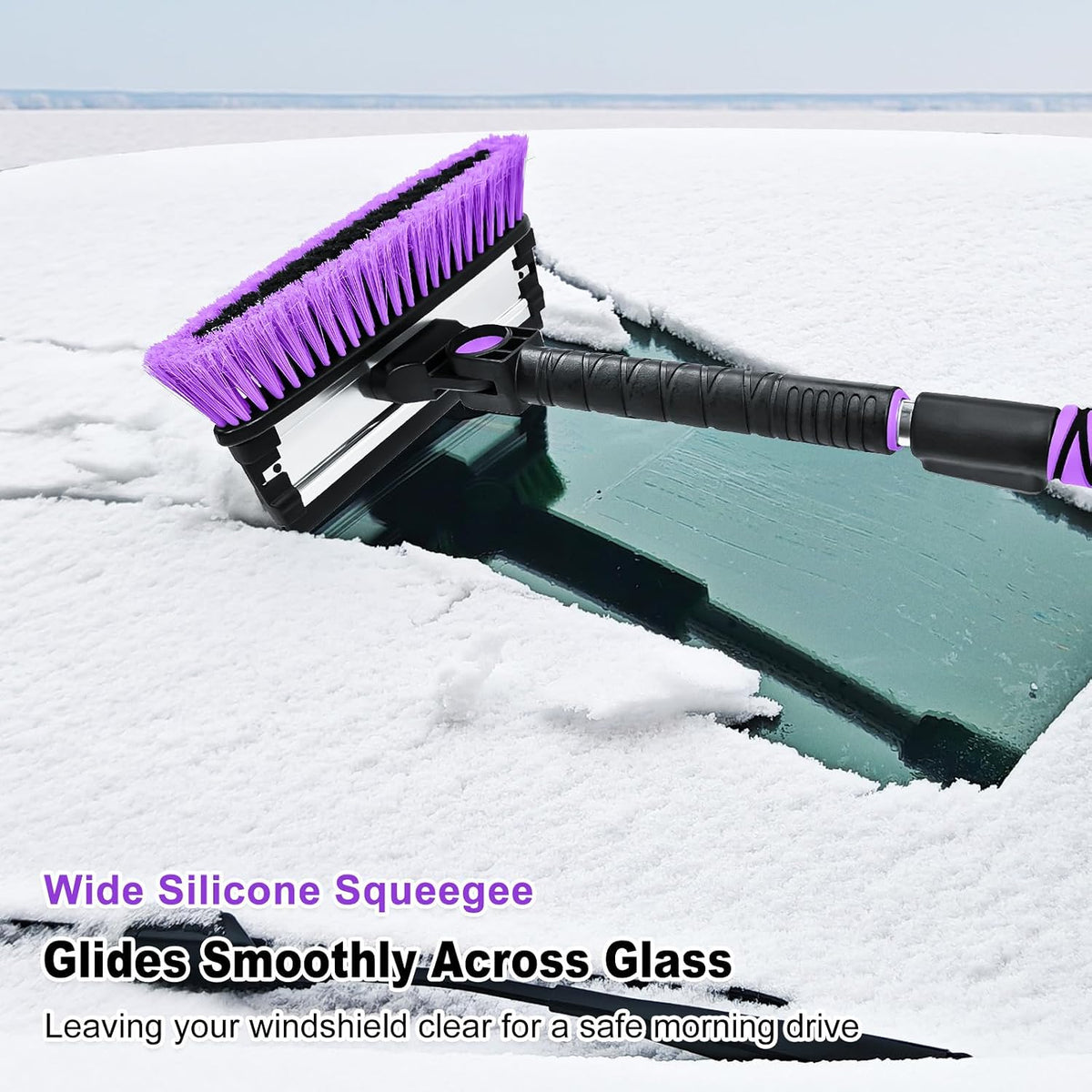 HEEYA 46.6 Inch Extendable Snow Scraper and Brush with Squeegee for Car SUV