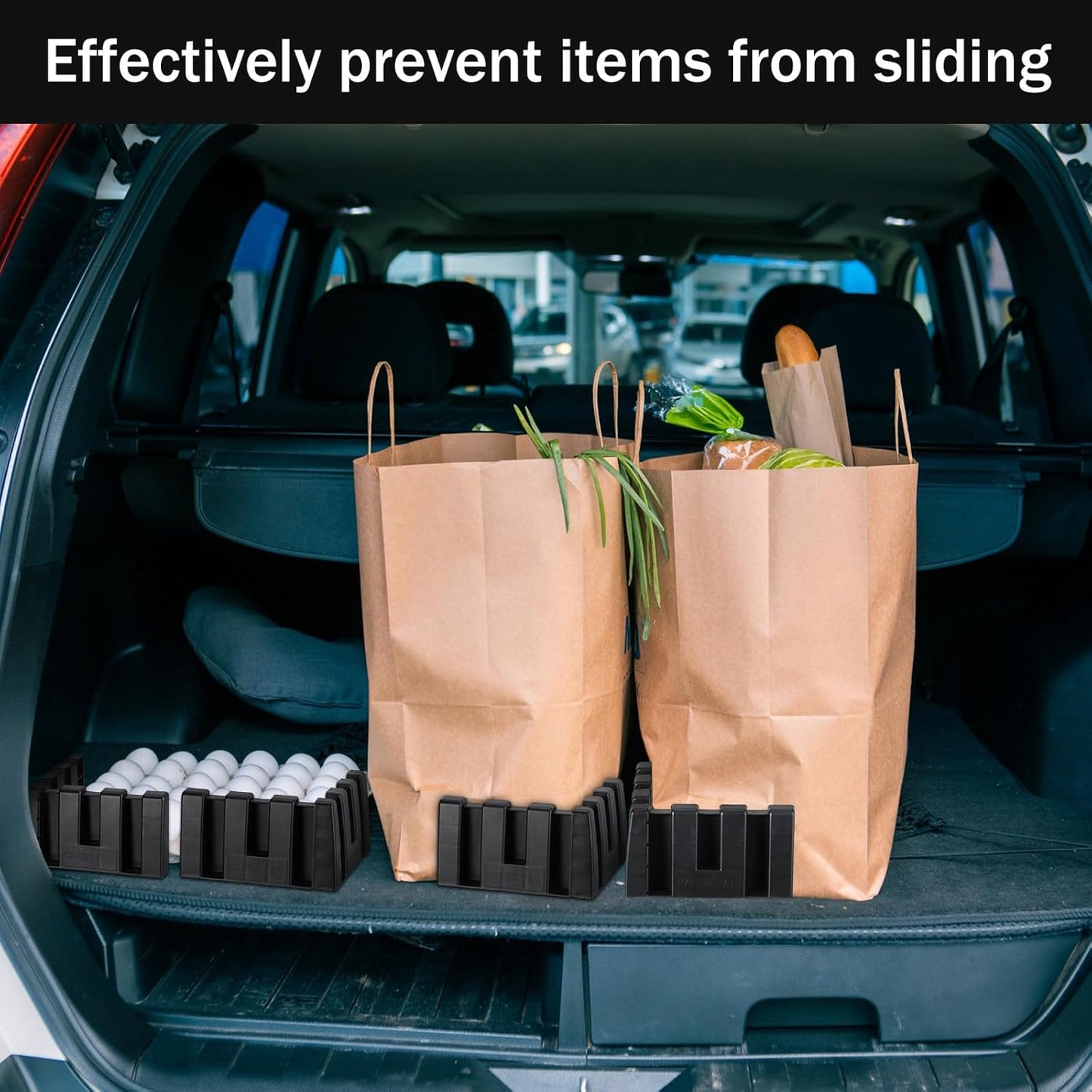 4 Pack Car Trunk Organizer Blocks for Back of SUV Multipurpose Car Storage Organizer Blocks Trunk Divider Available to Wool Carpet for Truck SUV Van Cargo