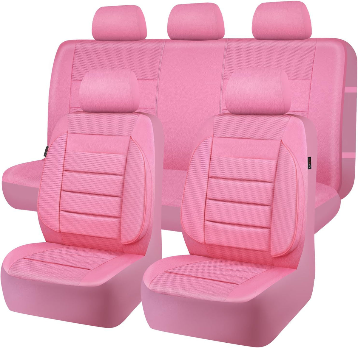 CAR PASS Leather Seat Covers Full Set Universal Water Resistant 3D Foam Back Support, Luxury Comfort Automotive 5 Seat Covers All Season Fit for SUV,Sedan,Van, Airbag Compatible Elegance(Blue Black)