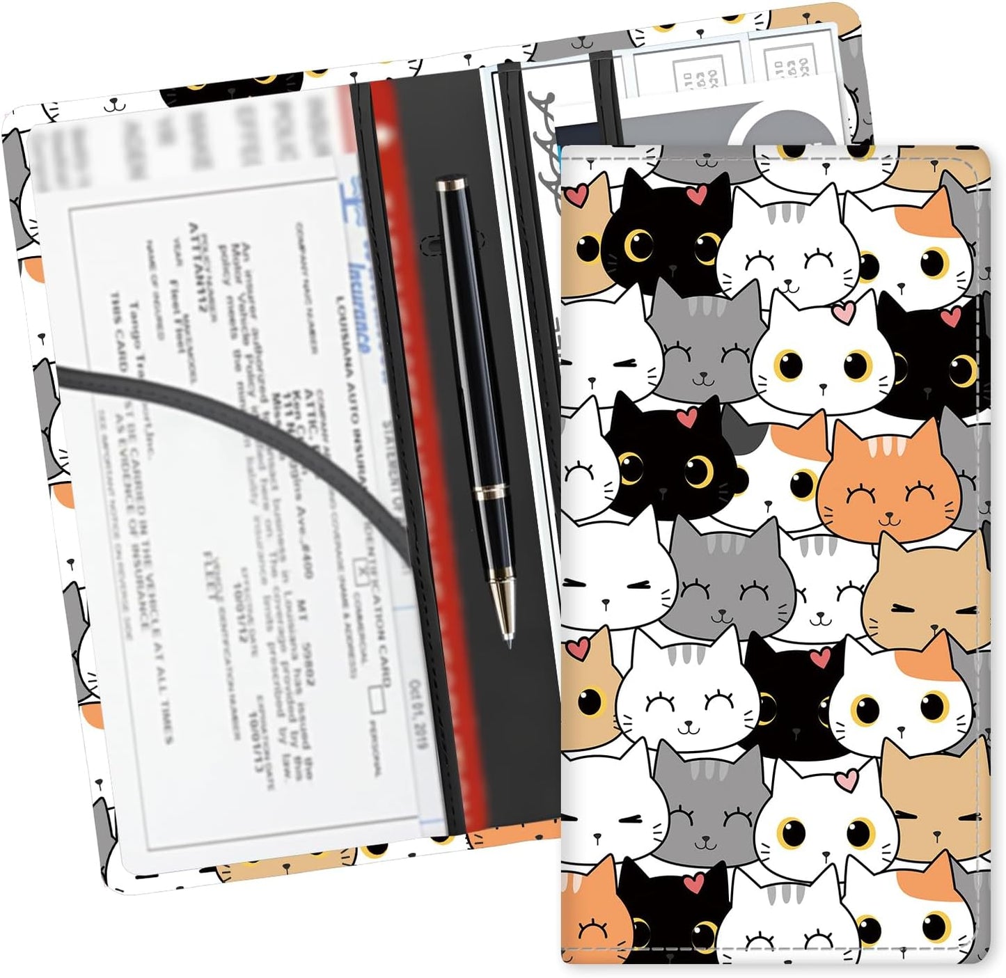 Leather Car Registration and Insurance Card Holder, Cute Car Accessories Vehicle Glove Box Car Organizer for Documents, Cards, License Colorful Dog Paws