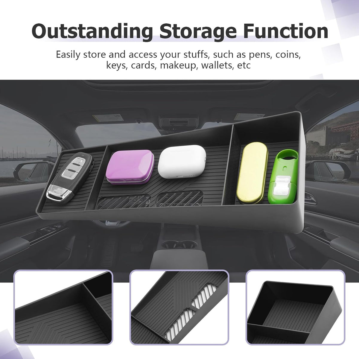 LUWU 2025 B MW X3 Dashboard Storage Tray Compatible with 2025 B MW X3 Accessories Behind Screen Organizer 2025 B MW X3 30 xDrive/M50 xDrive Accessories Center Console Display Box Dash Tray (Black)