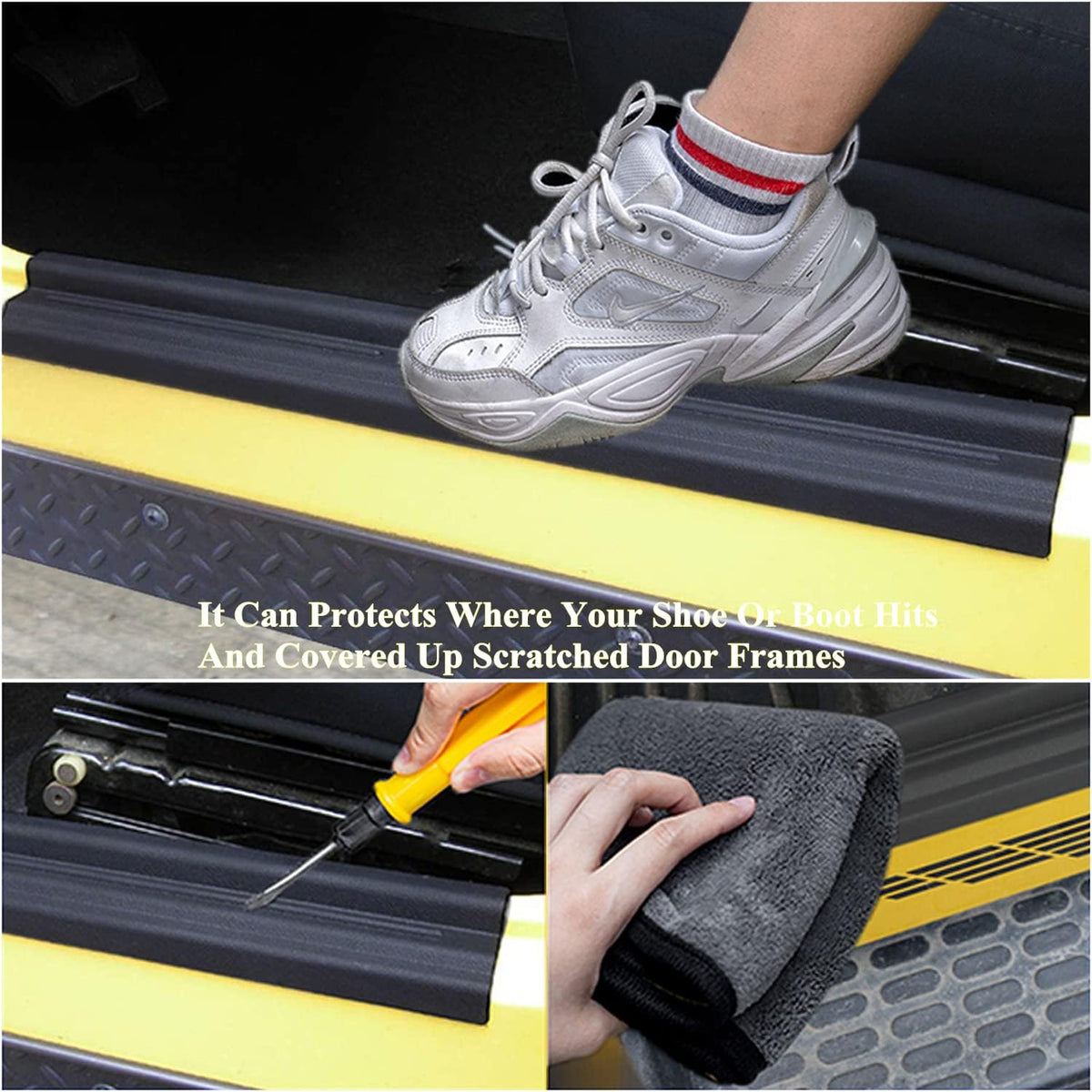 2PCS Black Car Door Sill Entry Protector Cover for Jeep Wrangler TJ 97-06