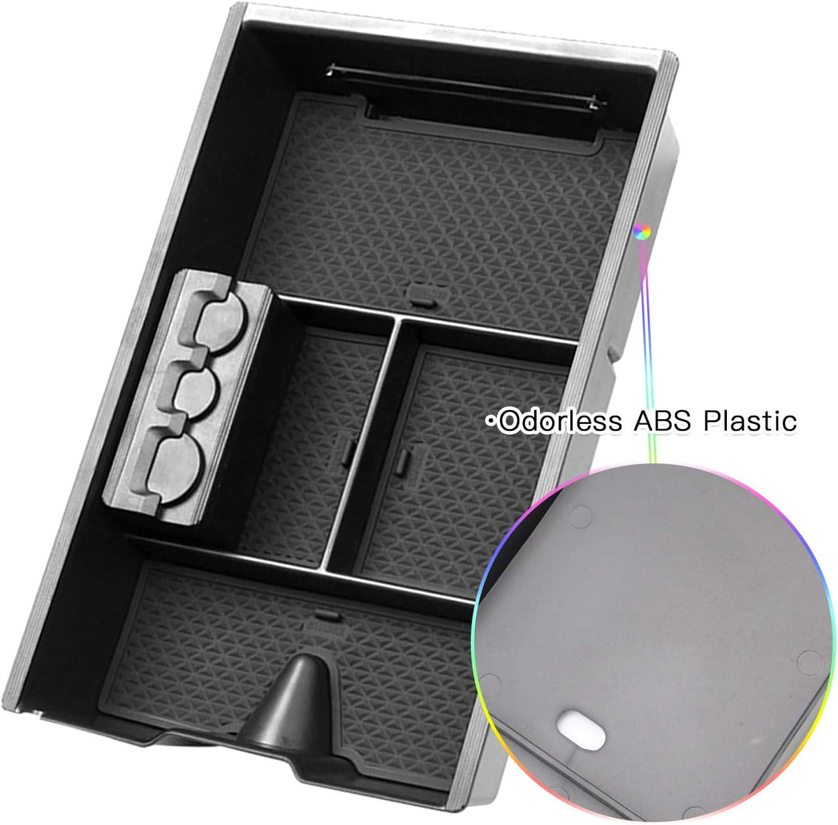SKTU Center Console Organizer Customized for 2009-2020 Dodge Ram 1500 2500HD 3500HD Insert ABS Black Materials Tray Armrest Box Glove Secondary Storage Box with Coin and Glass Holder