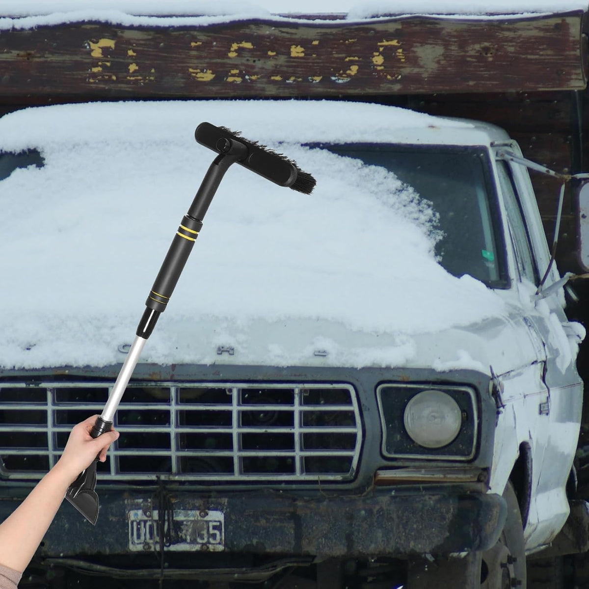 Snow Brush Sturdy Plastic Material Ice Scraper Extendable for Car Windshield with Rotatable Head Reliable Snow Removal Tool for Winter