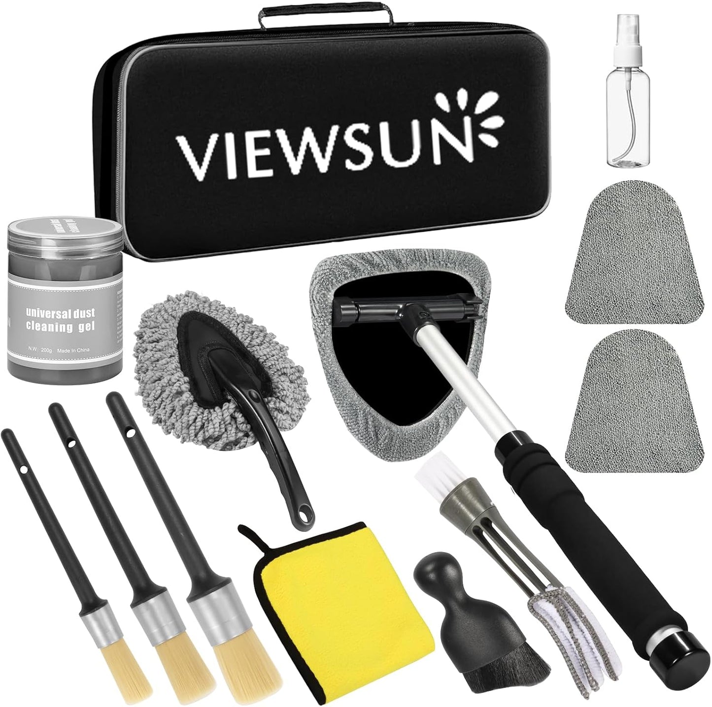 Windshield Cleaner Tool, 13Pcs Car Interior Cleaning Kit, Car Detailing Kit Interior Cleaner, Car Detailing Brushes, Car Cleaning Gel, Inside Cleaning Supplies Accessories for Women Men
