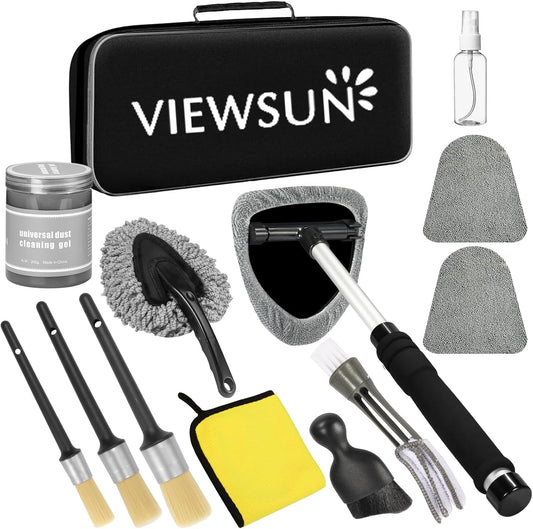 Windshield Cleaner Tool, 13Pcs Car Interior Cleaning Kit, Car Detailing Kit Interior Cleaner, Car Detailing Brushes, Car Cleaning Gel, Inside Cleaning Supplies Accessories for Women Men