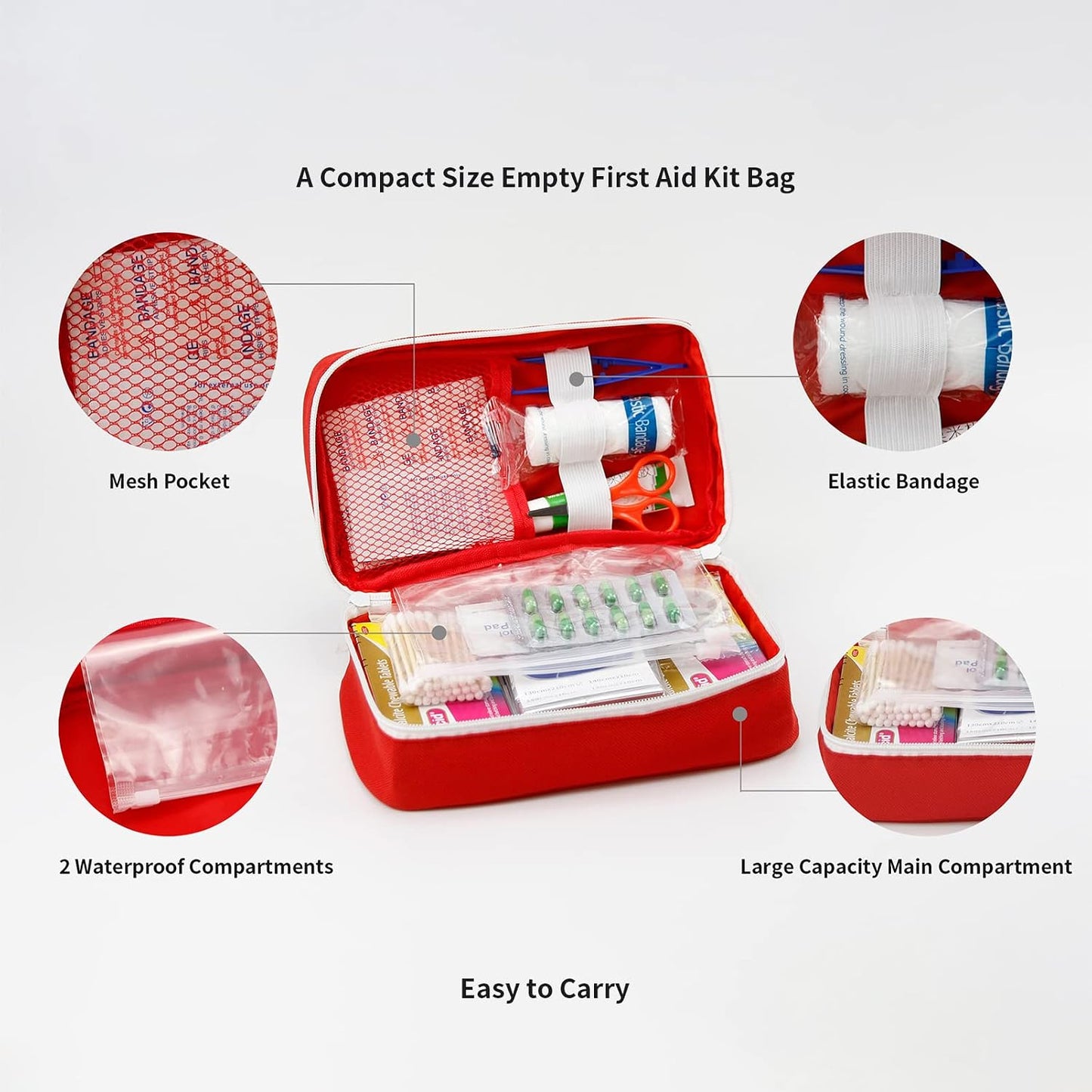 TOPASION Portable Empty First Aid Kit Bag, Travel Medicine Pouch, Small Medical Bag (2 Pieces Blue)