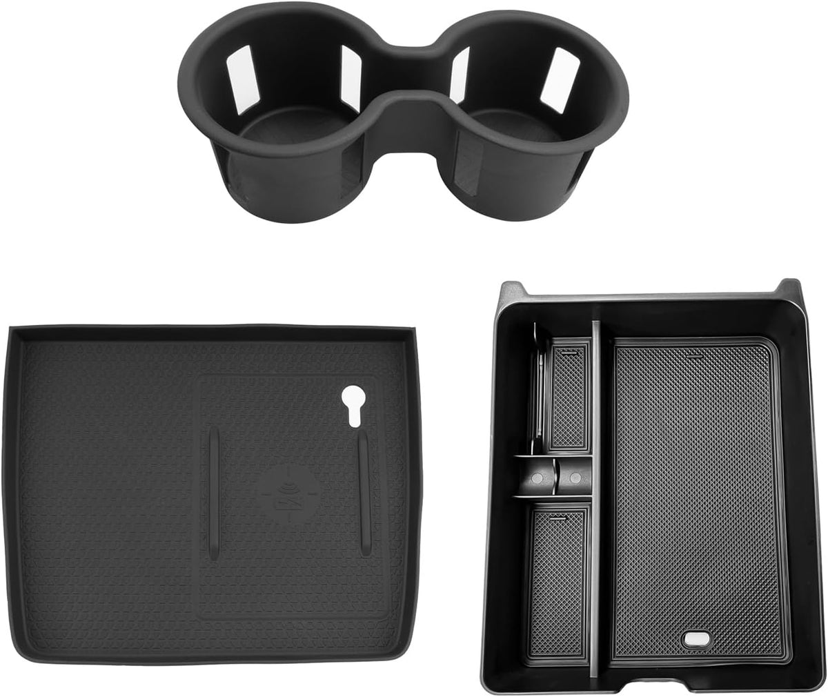 (3PCS)2026 Passport Center Console Organizer for Honda Passport TrailSport 2026 Accessories,Armrest Box & Cup Holder & Wireless Mats Compatible with 2026 Honda Passport TrailSport/TrailSport Elite/RTL