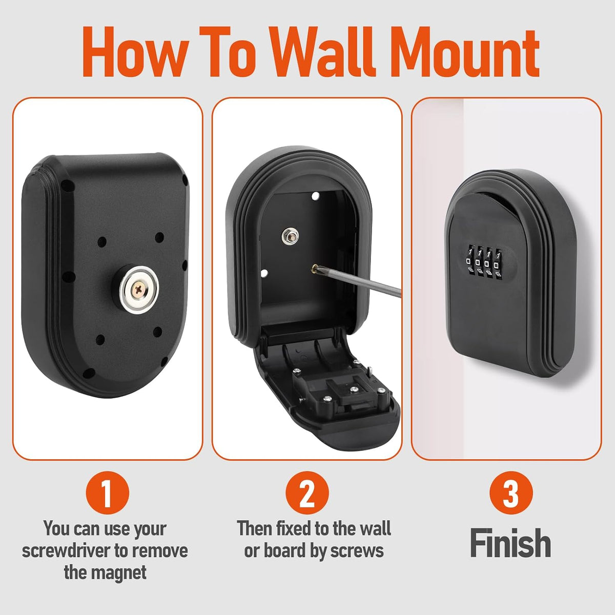 Magnetic Key Lock Box Under Car, 4 Digit Combination Key Holder with Strong Magnet, Wall Mounted Security Lock Box, Key Box Organizer with Bags for Indoor Outdoor