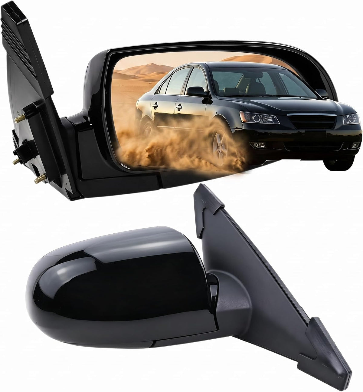 Right Passenger Side Mirror Compatible with 2006 2007 2008 2009 2010 Hyundai Sonata With Power Glass Manual folding Heated Black Replace#87620-0A000(5Pins)