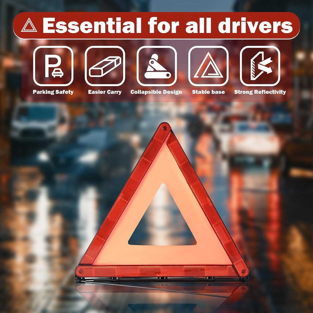 Emergency Warning Triangles, 6 Pack with Packaging Foldable Warning Reflective Triangle Warning Kit, Emergency Triangle for Vehicles, Car Road Reflective Kit for Vehicles Breakdown
