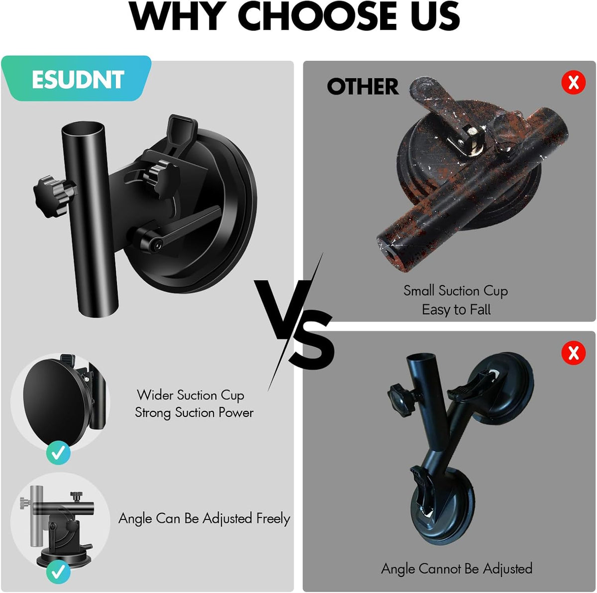 ESUDNT RV Suction Cup Flag Holder, RV Flag Pole Mount with Angle Adjustable, Heavy-Duty Suction Cup for RV, Camper, Trailer