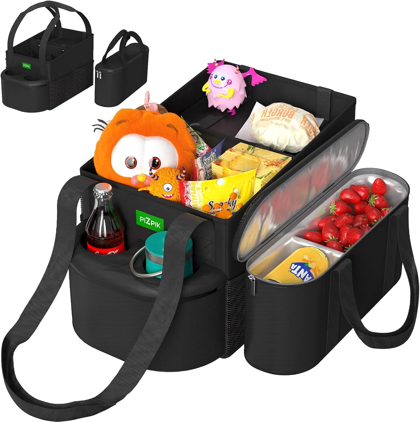 Plzpik Large Car Seat Organizer with Removable Cooler Bag for the Front or Back Seat for Kids and Adults.Versatile for Use in Multiple Scenarios.