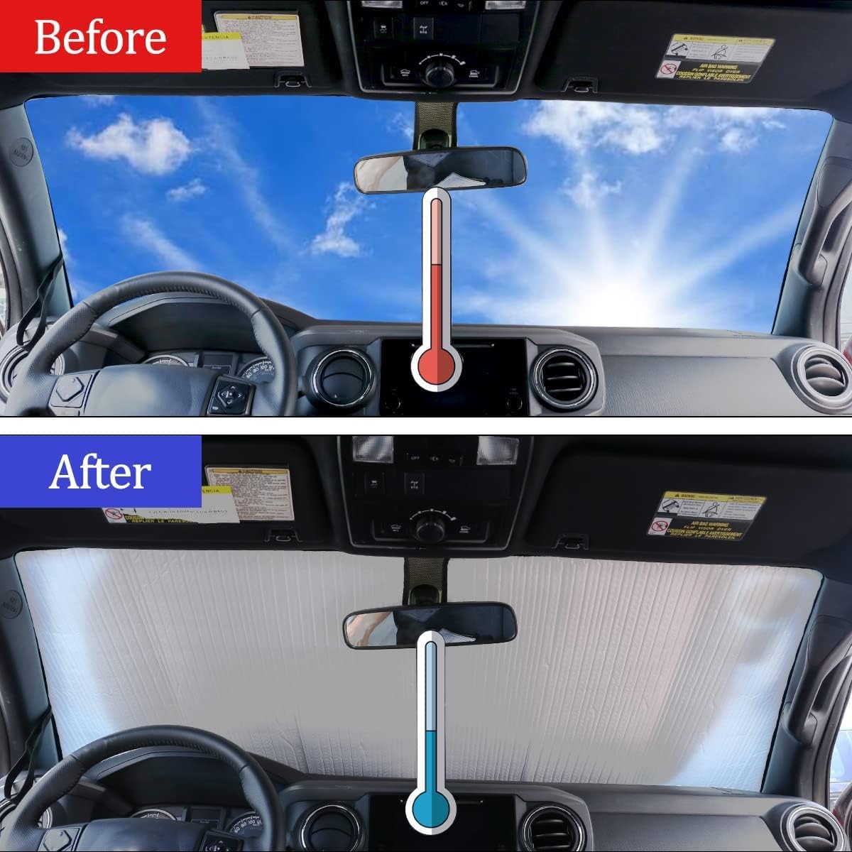 Car Windshield Sun Shade Compatible with Toyota Tacoma 2006-2026 Auto Windshield Sunshades Foldable Blocks UV Rays Sun Visor to Keep Your Vehicle Cool and Damage Free (Style A)