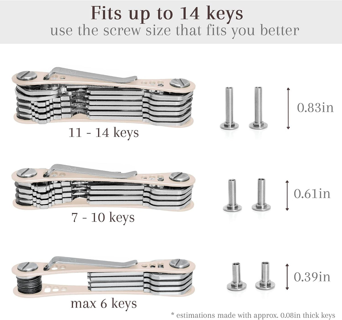 EM Compact Key Holder, Pocket Key Organizer, 14 Keys Key Bar