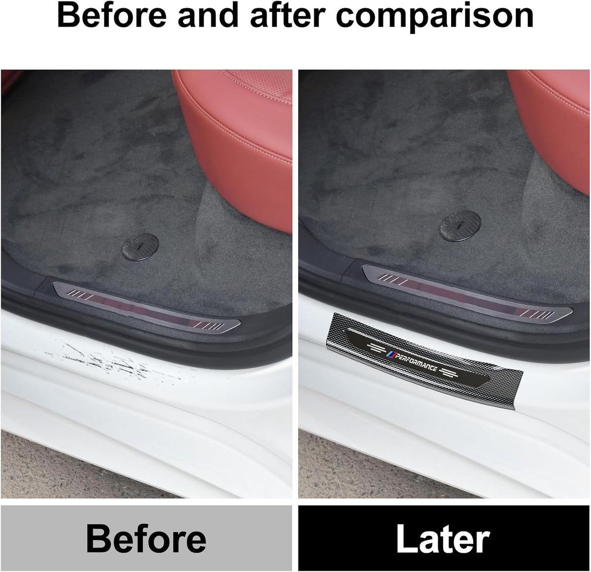 4PCS Door Sill Protector Compatible with BMW 2019-2025 2026 X5 G05 Accessories Carbon Fiber Texture ABS Plastic Material Auto Door Entry Guards