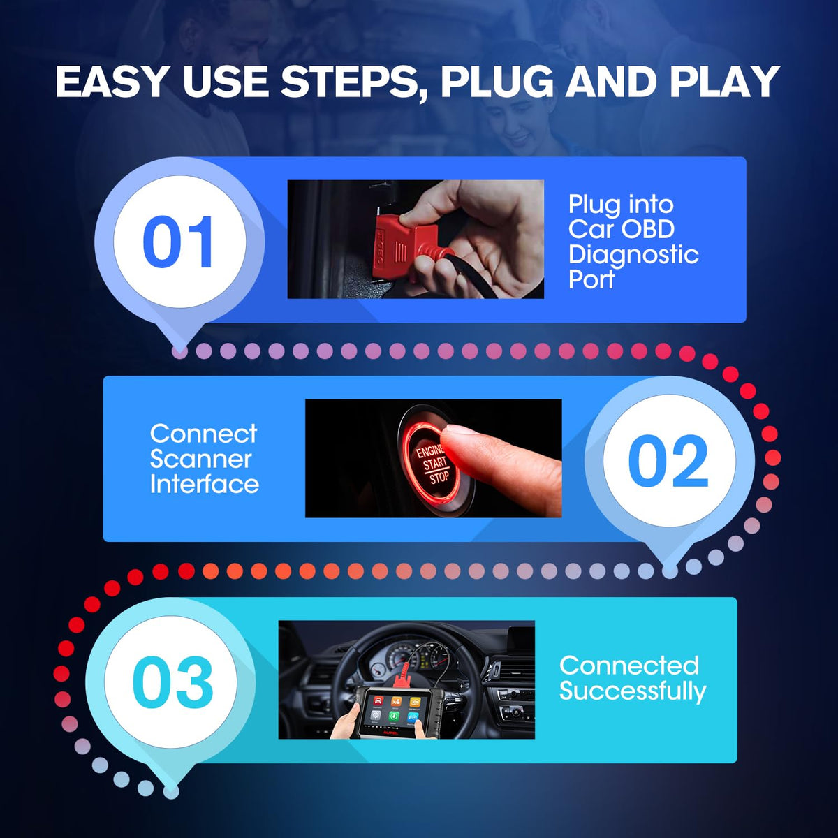 Autel Original OBD2 Main Test Cable, 16 Pin OBDII Diagnostic Test Cable