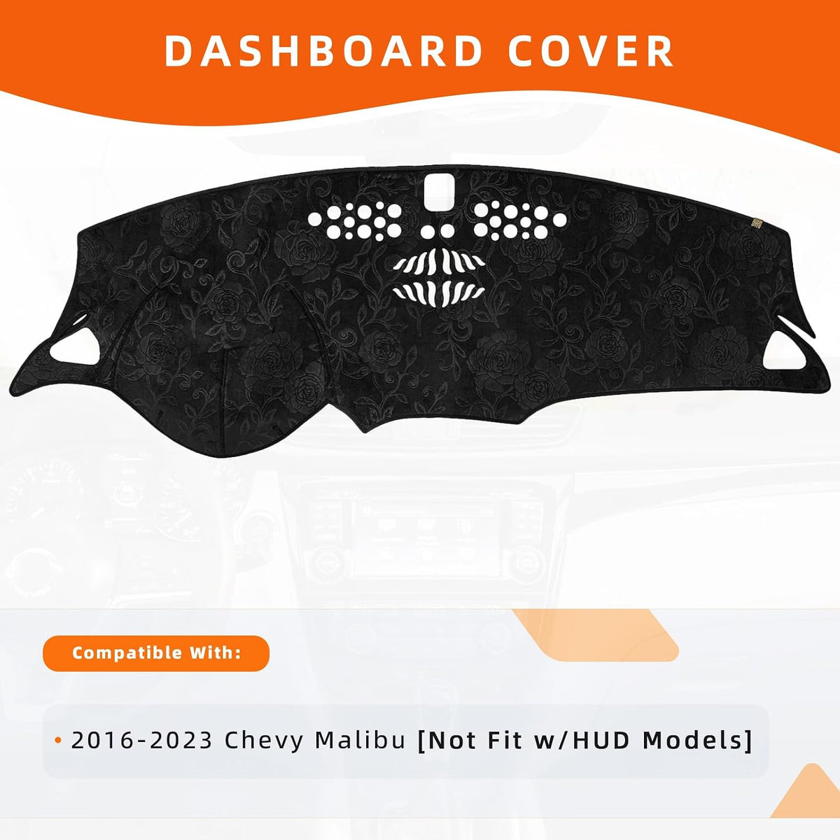 Dashboard Cover Dash Mat Fit for Chevy Malibu 2023-2016 (Without HUD Models),Car Dash Board Mat Anti-Glare Carpet,Non-Slip Pad Sunshield Protector (Flannel)